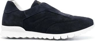 Kiton Navy Blue Slip-On Sneakers - Heren - Sneakers - Blauw - 46 EU - Leer - Schoenen
