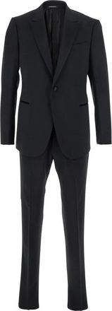 Emporio Armani Virgin Wool Stretch Suit - Heren - Business pakken - Zwart - M - Wol - Kostuums