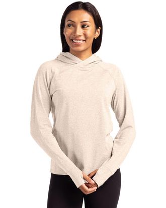Cutter & Buck Adapt Knit Recycled Womens Heathered Hooded Pullover