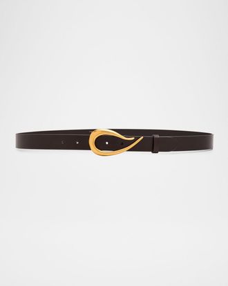 TWP Medium Leather Belt with Snake Buckle