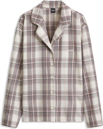 BOSS Pajama top in checked cotton-blend twill