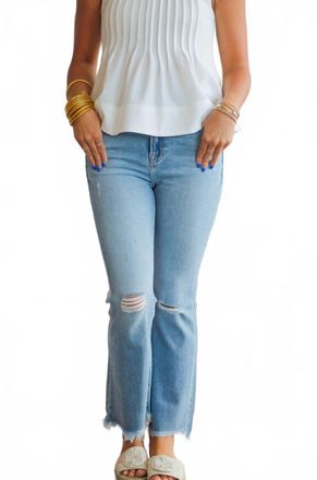 Hidden Jeans Cropped Frayed Flare Jean In Light Wash