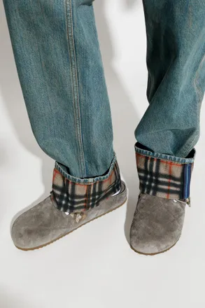 Burberry Urchin Slides, Mens, Grey
