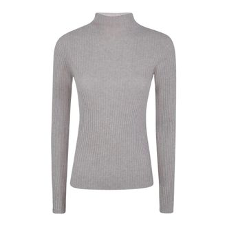 Twinset Geribbelde Lurex Coltrui - Dames - Truien - Grijs - Maat: M Wol