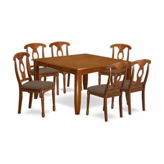 East West Furniture PFNA7-SBR-C 7 Pc Formal Dining room set for 6-Dining Table and 6 Dinette Chairs