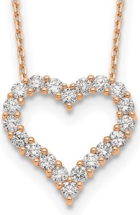 Diamond2Deal 14k Gold 1 1/2 Ct Lab Grown Diamond Open Heart Pendant Necklace 18 Clarity VS, Color D-E