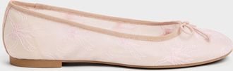 Charles & Keith Embroidered-Mesh Bow Ballet Flats