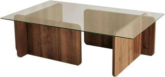 Dmora Tavolino da salotto Asellus, Tavolo basso da caffè, Portariviste per divano, Ripiano da soggiorno, 105x65h40 cm, Noce, con imballo rinforzato, con