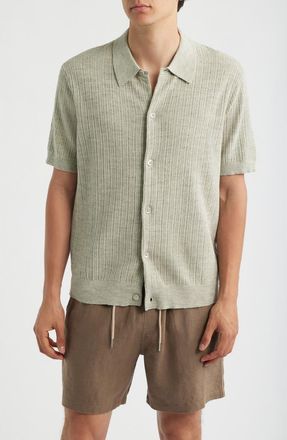 Nn.07 Nolan 6695 Organic Cotton Polo Cardigan in Sage Mouline at Nordstrom, Size Xx-Large