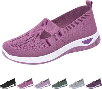 Generic Womens Comfort Walking Shoes, Woven Lightweight Breathable Orthopedic Sneakers with Soft Sole, Arch Support and Stretch Fit