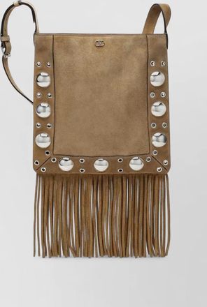 Valentino Garavani nellcote suede shoulder bag fringes studs