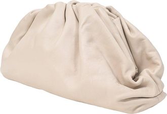 Bottega Veneta White Calf Leather Pouch Bag (Authentic Pre-Loved)