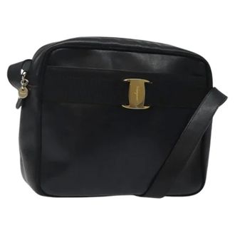 Ferragamo Tweedehands leren schoudertassen - Dames - Pre-owned - Zwart - Maat: ONE Size Leer