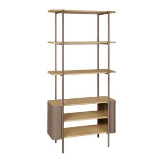 Sweeek Estanter&iacute;a de metal curvado y madera, 6 niveles, marr&oacute;n