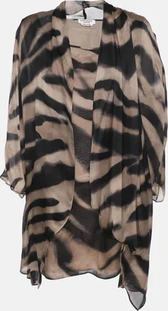 424 Marina Rinaldi Beige Zebra Print Chiffon Twinset Cardigan