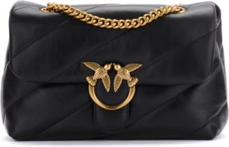 Pinko Love Puff Classic Shoulder Bag - Dames - Schoudertassen - Zwart - ONE Size - Katoen - Tassen