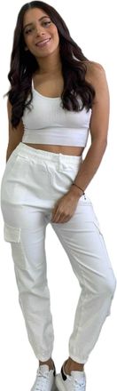 Generic Want Clothing New Womens Cargo Button Pocket Leg Casual Stretch Fit Combat Trousers Cargos Pants Elasticated Cuff Bottoms (UK, Alpha, L, XL, Regular, 