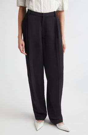 Proenza Schouler Clementina Pleated Twill Pants in Black at Nordstrom, Size 12