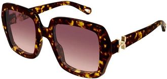 Chlo&eacute; Marcie Vierkante Zonnebril - Dames - Zonnebrillen - Bruin - ONE Size - Nylon - Accessoires