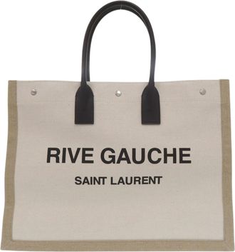Saint Laurent Black Canvas Leather Tote Bag (Pre-Owned)