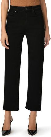 Paige Stevie High Waist Ankle Straight Leg Jeans in Black Shadow at Nordstrom, Size 30