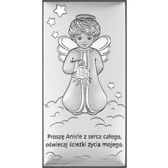 OEM Cuadro Plateado De Un &Aacute;ngel De La Guarda En Una Nube Con Una Linterna 6756 7 X 14 Cm