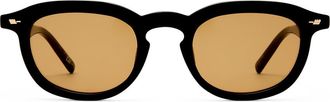 Le Specs Heart Throb 50mm Round Sunglasses in Black /Light Brown Mono at Nordstrom