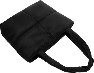 UPKOCH Quilted Large Capacity Shoulder Tote Bag for Women, Black Cotton Soft Padded Handbag, Stylish Minimalist Puffer Tote Bag Suitable for Daily Use and Wo