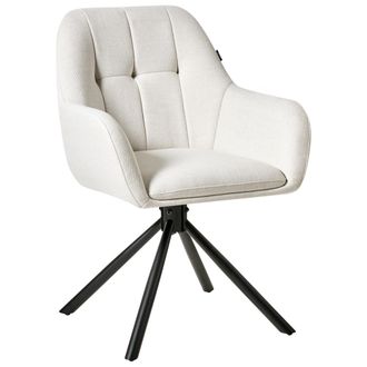 Beliani Beliani - Silla De Comedor Con Base Giratoria Blanco Crema Ubly