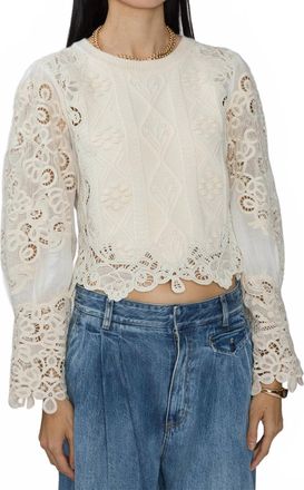 Sea New York Vania Lace Combo Sleeve Sweater In Cream