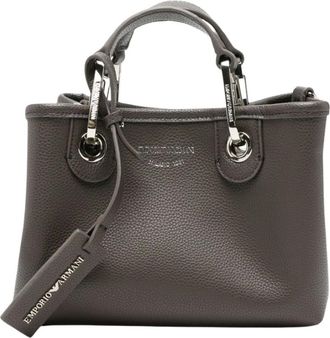 Emporio Armani Borsa tote piccola con manico superiore e placca logo - - Bags - Donna - Grigio - ONE SIZE