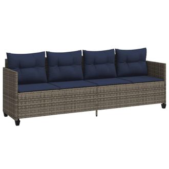 vidaXL Tumbona Con Cojines Rat&aacute;n Sint&eacute;tico Gris Vidaxl