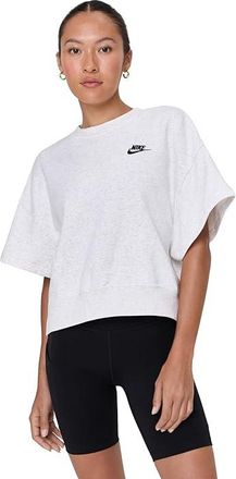Nike Sportswear Club Fleece Seasonal Loose Top Womens Workout Birch Heather/Black : XL (US 16-18), Cotton/Polyester
