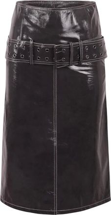 Diesel Rokken, Dames, Grijs, 2Xs, Leer, L-Ascar Midi Rok