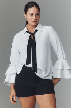 Eloquii Plus Ruffle-Sleeve Top