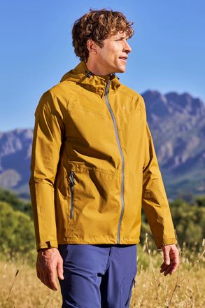Mountain Warehouse Summit Extreme Mens Jacket Waterproof Gym Walking Rain Coat Mustard Polyamide - Size X-Small