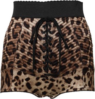 Dolce & Gabbana Womens Brown Leopard High Waist Hot Pants Shorts Polyurethane Nylon
