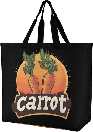 Generic Sunset Vintage Carrot Tote Bag Reusable Grocery Shopping Bags Large Travel One Shoulder Handbag for Picnic Work
