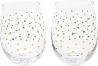 Draper James Stars Set of 2 Stemless Wine Glasses in Gold at Nordstrom Rack