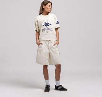 Mitchell & Ness Womens Mitchell & Ness Cream New York Mets Cooperstown Yacht Rock Boxy Cropped T-Shirt at Nordstrom, Size Xx-Large