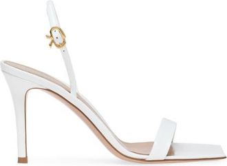 Gianvito Rossi Ribbon Stiletto 85 Sandals in White Leather at Nordstrom, Size 39.5