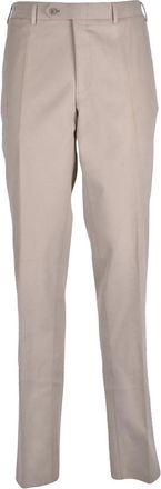 Canali Beige Stretch Cotton Zip Fustagno Formal Pants