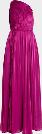 Ulla Johnson Aisha Asymmetric Silk Chiffon Gown