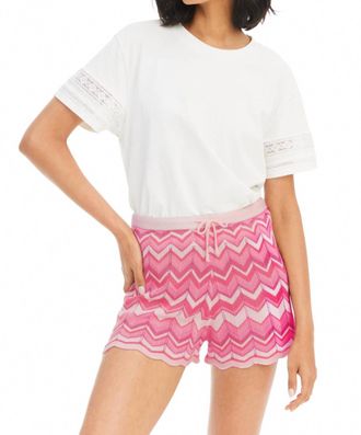 Allison New York High Waisted Knit Shorts In Pink Chevron