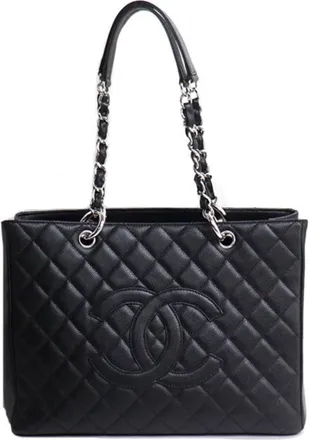 Chanel Silver Grained Calfskin Tote Bag (Pre-Owned)