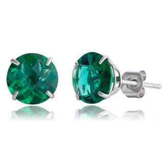 MAX + STONE 10k Yellow or White Gold 8mm Round Cut Gemstone Birthstone Stud Earrings