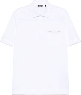 Ermenegildo Zegna Polo in cotone con ricamo logo - Bianco