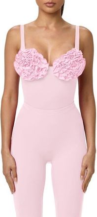 Naked Wardrobe Rosette Bust Bodysuit in Cotton Candy at Nordstrom, Size X-Large