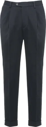 Devore Incipit Blue Tailored Wool Straight-Leg Pants