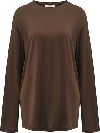 12 Storeez long-sleeve silk T-shirt - Brown